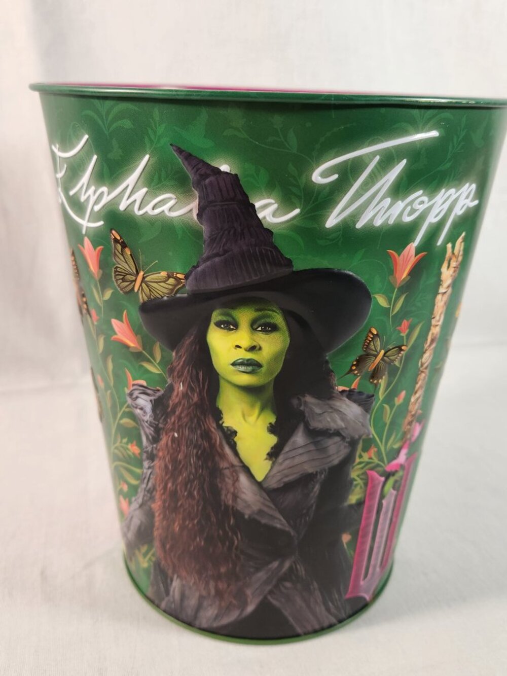 Wicked for Good Metal Tin Popcorn Bucket Limited Edition 130 oz. EUC Fast Ship